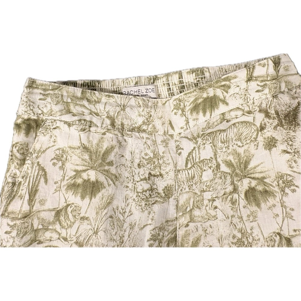 ♾️Rachel Zoe 100% Linen Wide Leg Pants Small Jungle Toile Tiger Print Resort♾️ - Picture 4 of 8